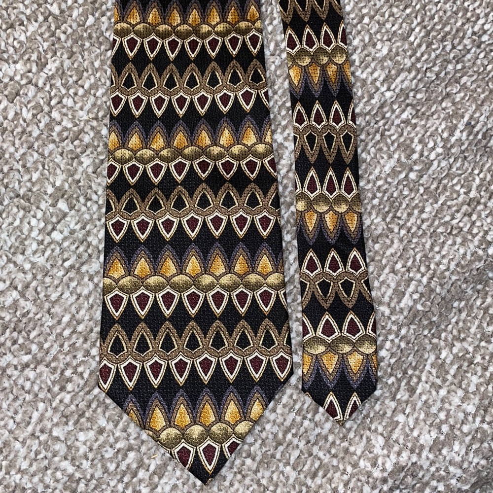 Vintage black and gold silk tie